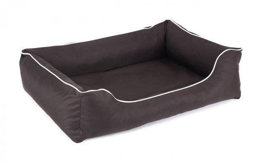 Legowisko dla psa Sofa Valencia Standard w kolorze brązowym z białym wykończeniem Rozmiar: M - 80 x 60 cm