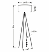 SHANTI lampa podłogowa czarny 1x40W E27 abażur szary  51-38722