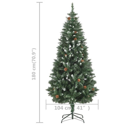 vidaXL Sztuczna choinka z lampkami i szyszkami, 180 cm