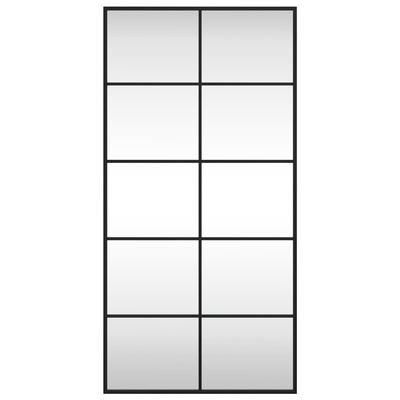 vidaXL Lustro ścienne, czarne, 50x100 cm, prostokątne, żelazo