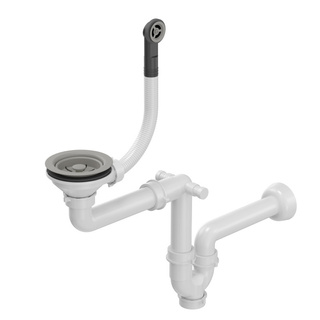 Odpływ zatyczkowy 3 1/2" z syfonem 1-komorowy Power Colour silver stone (GRANIT-pionowy), save space (12PB3-P2A-GR)