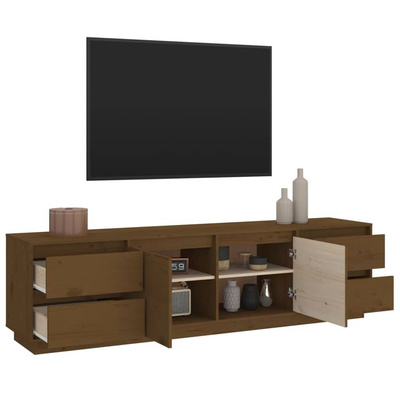 vidaXL Szafka pod TV, miodowy brąz, 176x37x47,5cm, lite drewno sosnowe