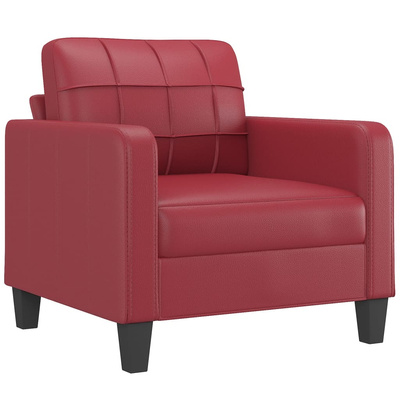 vidaXL Fotel z podnóżkiem, czerwień winna, 60 cm, sztuczna skóra