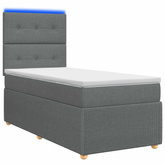Łóżko z box spring LED z materacem ciemnoszary 100 x 200 cm