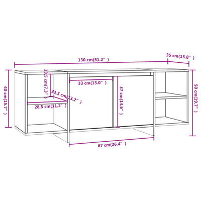 vidaXL Szafka pod TV, brązowy dąb, 130x35x50 cm, płyta wiórowa