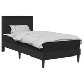 Ramka łóżka z paskami LED Czarny 90 x 200 cm Ekoskóra
