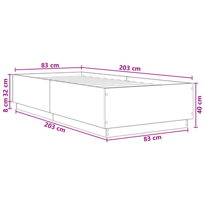 Ramka łóżka Betonowy szary 80 x 200 cm Drewno inżynieryjne