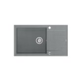 EVAN 136 XL GraniteQ zlewozmywak z syfonem Push To Open 1-komorowy z/o (860x500x210; kom. 420x490) silver stone / elementy stalowe