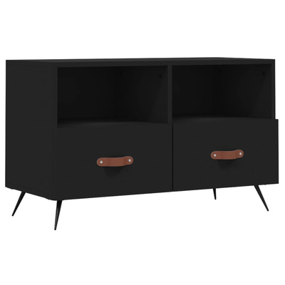 vidaXL Szafka pod TV, czarna, 80x36x50 cm, materiał drewnopochodny