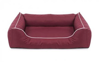 Legowisko dla psa Sofa Valencia Standard w kolorze bordowym z białym wykończeniem Rozmiar: XL - 120 x 90 cm - do samodzielnego złożenia