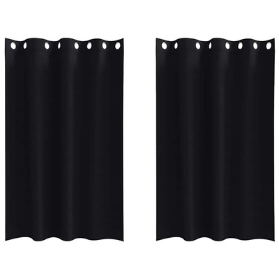 Firany blackout z kółkami 2 pcs Czarny 175 x 140 cm Poliester