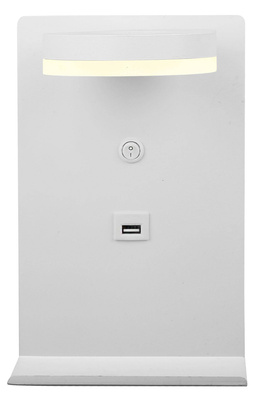 Kinkiet biały LED z półką na telefon ładowarka USB Compact Candellux 21-76052