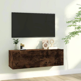 vidaXL Ścienna szafka pod telewizor, przydymiony dąb, 100x30x30 cm