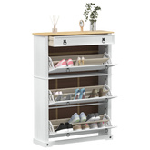 Szafka na buty z szufladą z półką Corona Biały 99 x 32 x 138 cm
