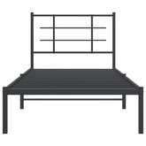 Metalowa rama łóżka z wezgłowiem, czarna, 90x200 cm