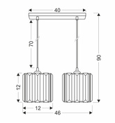 Glassia Lampa Wisząca Czarny 2X40 E27 Klosz Czarny+Kryształy Bezbarwne