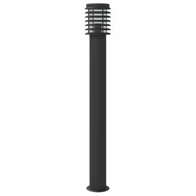 Lampy ogrodowe na słupku, 3 szt., czarne, 110 cm, stal