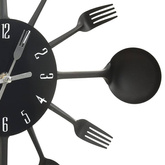 vidaXL Zegar ścienny z łyżek i widelców, czarny, 40 cm, aluminium