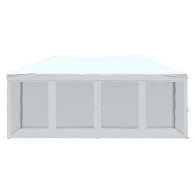 Składany namiot imprezowy ze ściankami, biały, 3x6 m