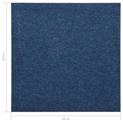 vidaXL Podłogowe płytki dywanowe, 20 szt., 5 m?, 50x50 cm, niebieskie