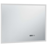 vidaXL Lustro łazienkowe z LED, czujnikiem dotyku i zegarem, 80x60 cm
