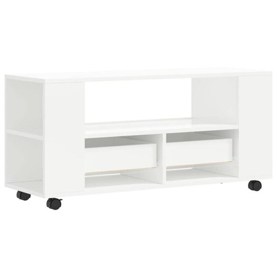 vidaXL Szafka pod TV, wysoki połysk, biała, 102x34,5x43 cm