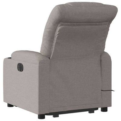 vidaXL Podnoszony fotel masujący, rozkładany, kolor taupe, tkanina model standard