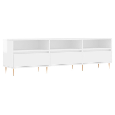 vidaXL Szafka pod TV, wysoki połysk, biała, 150x30x44,5 cm