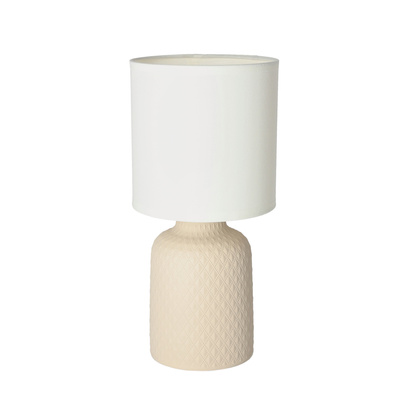 Lampka nocna Iner beżowa ceramiczna z abażurem