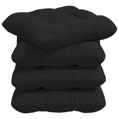 Poduszki na siedziska 4 pcs Czarny 40 x 40 x 12 cm tkanina