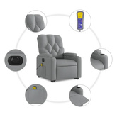 vidaXL Podnoszony fotel masujący, elektryczny, rozkładany, jasnoszary wariant 15