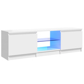 vidaXL Szafka pod TV z oświetleniem LED, biała, połysk, 120x30x35,5 cm