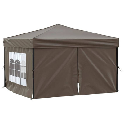 vidaXL Składany namiot imprezowy ze ściankami, taupe, 3x3 m