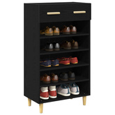 Szafka na buty z szufladą z półką Czarny Dąb 60 x 35 x 105 cm