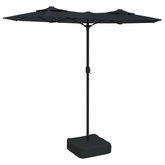 Podwójny parasol ogrodowy z LED, czarny, 316x145 cm