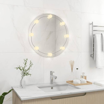 vidaXL Lustro ścienne z lampkami LED, okrągłe, szklane wariant 4