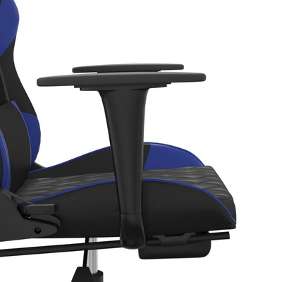 vidaXL Masujący fotel gamingowy z podnóżkiem, czarno-niebieski model standard