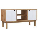 vidaXL Szafka pod TV OTTA, brązowo-biała 113,5x43x57 cm, sosna
