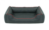 Legowisko dla psa Sofa Valencia Standard w kolorze ciemnoszarym z czerwonym wykończeniem Rozmiar: S - 65 x 50 cm