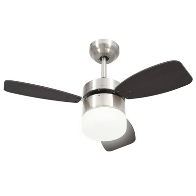 vidaXL Wentylator sufitowy z lampą i pilotem, 76 cm, ciemnobrązowy