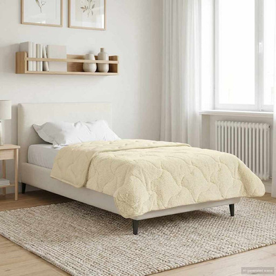 Zimowa Kołdra Kremowy 140 x 220 cm Mikrofibra i Fleece Teddy