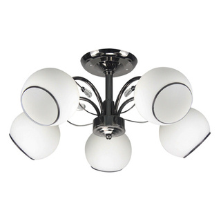 Graphite Lampa Sufitowa Czarny Perłowy 5X40 E27 Klosz Biały