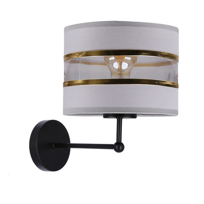 Andy lampa kinkiet czarny 1X40W E27 abażur biały + złoty 21-05922