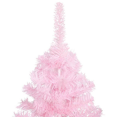 vidaXL Sztuczna choinka z lampkami i bombkami, różowa, 120 cm, PVC