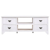 vidaXL Szafka pod TV, antyczna biel, 108x30x40 cm, drewno paulownia