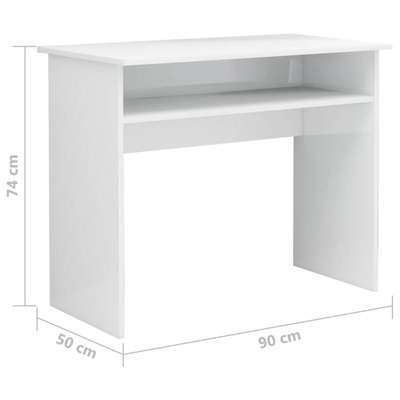 vidaXL Biurko, białe z połyskiem, 90x50x74cm, materiał drewnopochodny