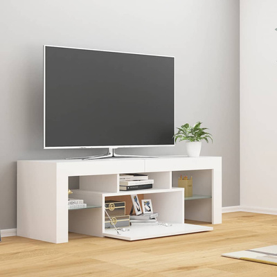 pod TV z oświetleniem LED, biała, 120x35x40 cm Szafka