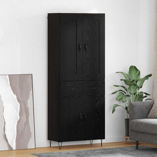Highboard Czarny Dąb 69,5 x 34 x 180 cm Drewno inżynieryjne