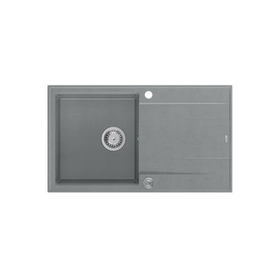 EVAN 111 GraniteQ zlewozmywak z syfonem Push 2 Open 1-komorowy z/o (860x500x210) silver stone / elementy stalowe
