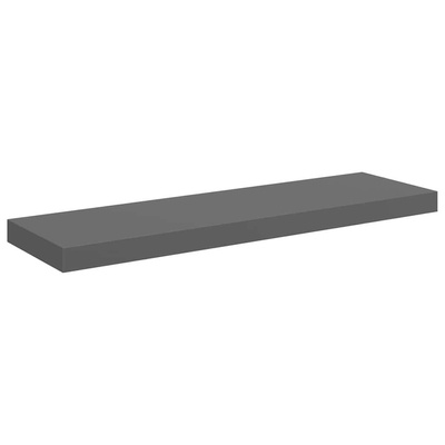 vidaXL Półki ścienne, 2 szt, wysoki połysk, szare, 80x23,5x3,8 cm, MDF